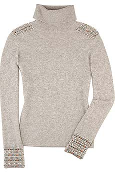 Matthew Williamson Jeweled roll neck cashmere sweater