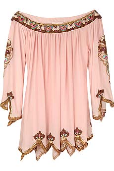 Matthew Williamson Silk bead embellished off-the-shoulder top