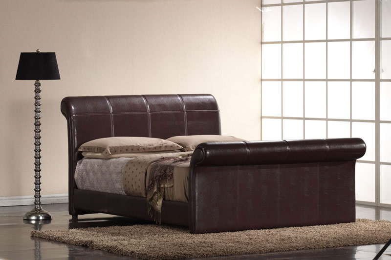 Mattress Online Ltd Rome Faux Leather Sleigh Bedstead, King Size,