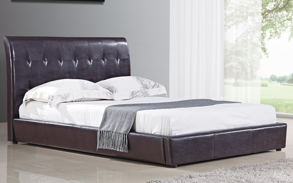 Mattress Online Ltd Siena Brown Faux Leather Bedstead, Double, No