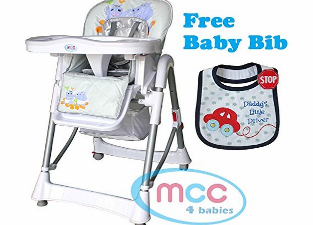 MCC Grey Multifunctional Foldable Baby High Chair Highchair with Free Bib