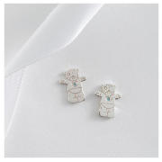 Sterling Silver Blue Stone Bear Earrings