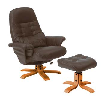 Restwell Rimini Cherry Swivel Recliner and Footstool