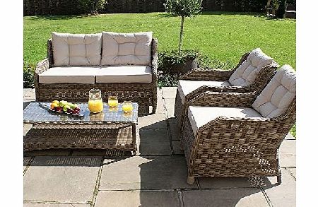 Memphis Maze Rattan Garden High Back Sofa Set Furniture