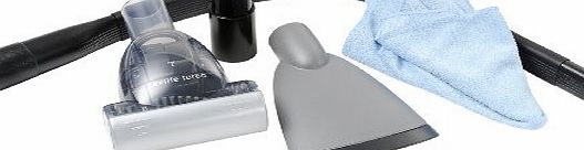 Menalux Auto Care car cleaning kit MKIT01. Universal fitting. Includes mini turbo nozzle, long crevice nozzle, textile brush and micro cloth