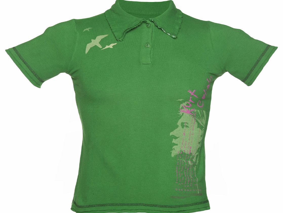 Green Kurt Cobain Nirvana Distressed Polo