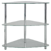 3 shelf Corner Bookcase, Clear Glass