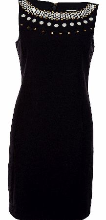 Michael Kors Boat Neck Embellished Dress Navy