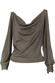 Silk jersey cowl neck top