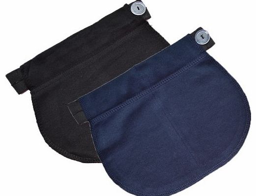 Mija Arts Set of 2: Maternity Pregnancy waistband ADJUSTABLE elastic waist extender (Black   navy)