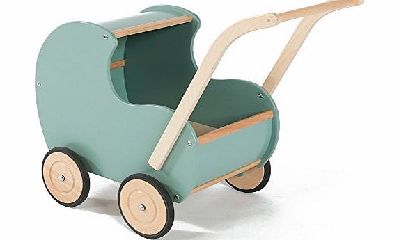 Millhouse Deluxe Wooden Dolls Pram (Sage Green)