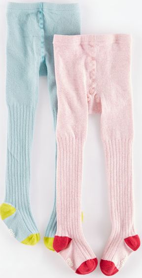 Mini Boden, 1669[^]35006105 2 Pack Ribbed Tights Powder Blue/Blush Marl Mini