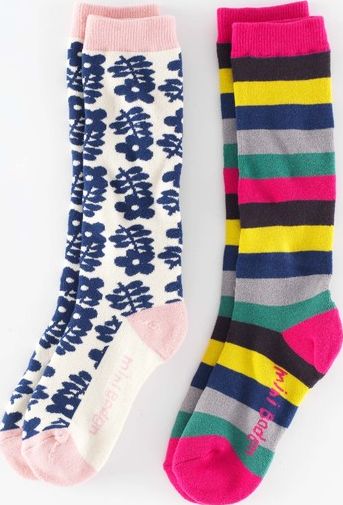 Mini Boden, 1669[^]35134725 2 Pack Ski Socks Royal Blue/Multi Stripe Mini