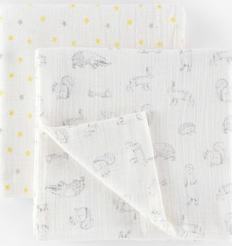 Mini Boden 2 Pack Soft Muslin Blankets Woodland