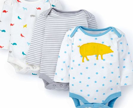 Mini Boden 3 Pack Bodies Gift Set Ecru Farm Animal