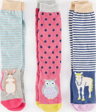 Mini Boden 3 Pack Knee Socks Multi Animals Mini Boden,