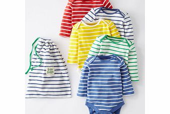 Mini Boden 5 Pack Bodies, Breton Stripe,Pretty Stripe