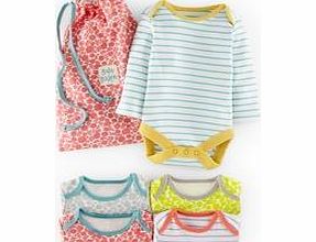 Mini Boden 5 Pack Bodies, Ditsy Vine/Breton Stripe 34598854