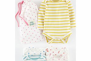 Mini Boden 5 Pack Bodies, Spot/Stripe,Star Print,Bud