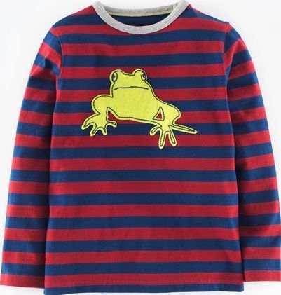 Mini Boden, 1669[^]34963900 Animal Applique T-shirt Burgundy/Acid Yellow