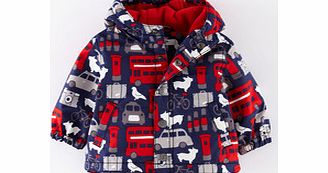 Mini Boden Baby Fleece Lined Mac, Cadet Blue London,Multi