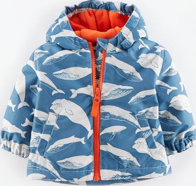 Mini Boden, 1669[^]34959957 Baby Fleece Lined Mac Marine Whales/Orange Mini