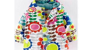 Mini Boden Baby Fleece Lined Mac, Multi Daisy Field,Cadet