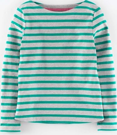 Mini Boden, 1669[^]34893032 Boat Neck T-shirt Grey Marl/Jade Mini Boden,