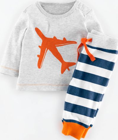 Mini Boden, 1669[^]34960971 Boys Logo Play Set Grey Marl/Acid Orange Plane