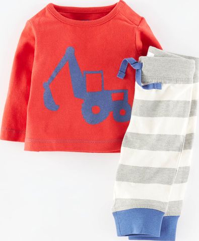 Mini Boden Boys Logo Play Set Rockabilly Red/Navy Digger