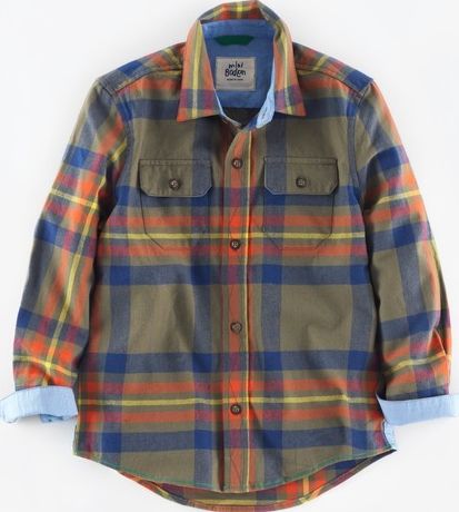 Mini Boden, 1669[^]34933689 Brushed Check Shirt Green Mini Boden, Green