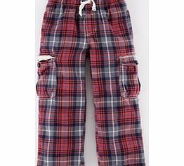 Mini Boden Brushed Tartan Cargos, Cloud Check,Elephant