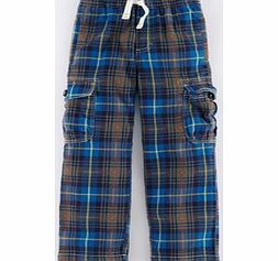 Mini Boden Brushed Tartan Cargos, Khaki Check,Elephant