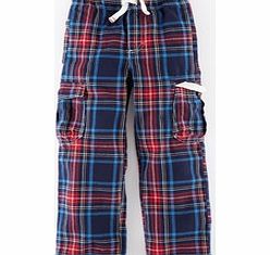 Mini Boden Brushed Tartan Cargos, Red,Khaki Check,Cloud