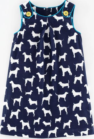 Mini Boden, 1669[^]35154343 Button Pinafore Dress Navy Walkies Cord Mini