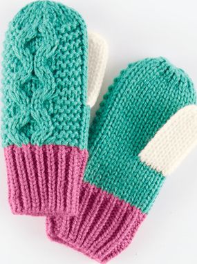 Mini Boden, 1669[^]34950550 Cable Mittens Soft Green/Ecru Mini Boden, Soft