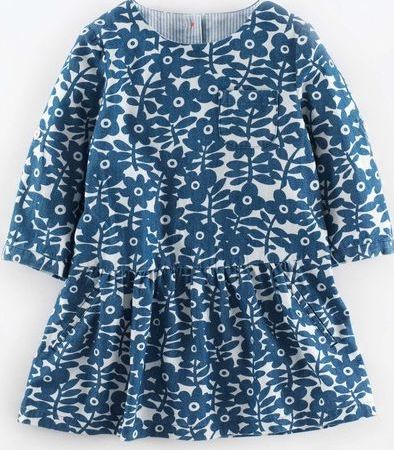 Mini Boden Chambray Tunic Mid Denim Flower Stamp Mini