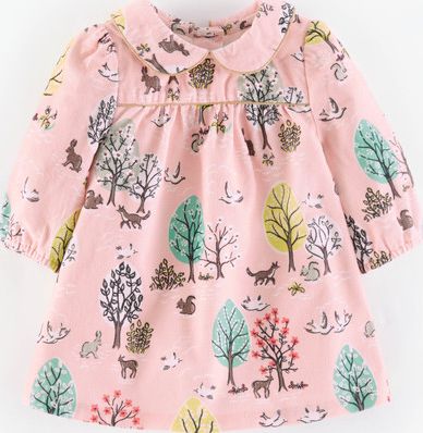 Mini Boden Charming Printed Cord Dress Blush Enchanted Wood