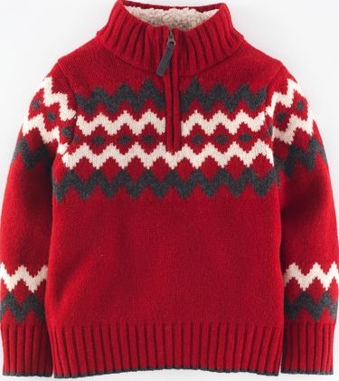 Mini Boden Chunky Half Zip Claret Fair Isle Mini Boden,