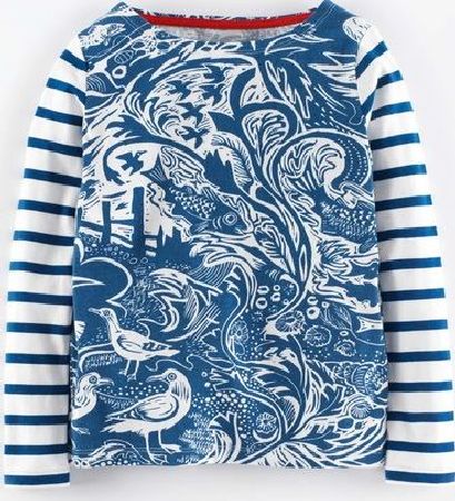 Mini Boden, 1669[^]34966291 Coastal T-shirt Coastal Blue Mark Hearld Mini