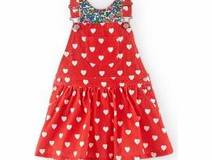 Mini Boden Cord Dungaree Dress, Bright Coral