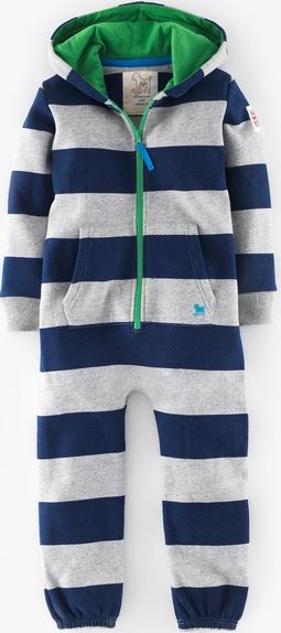 Mini Boden Cosy All-in-one Navy/Grey Marl Stripe Mini