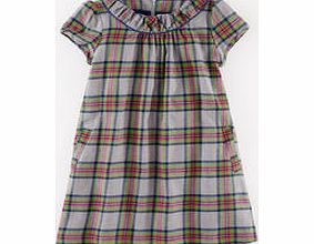 Mini Boden Cosy Check Dress, Grey Marl Check,Soft Navy