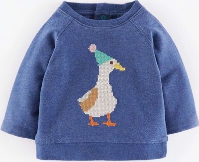 Mini Boden, 1669[^]34986638 Cosy Cross Stitch Sweatshirt Soft Navy Goose