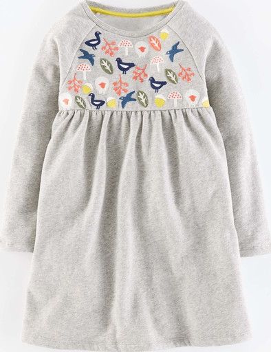 Mini Boden, 1669[^]35123363 Cosy Embroidered Dress Grey Mini Boden, Grey