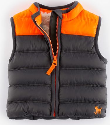 Mini Boden, 1669[^]35014752 Cosy Padded Gilet Graphite/Orange Mini Boden,