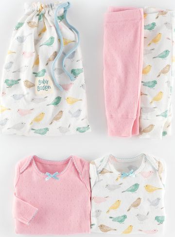 Mini Boden, 1669[^]35016682 Cosy Pointelle Pack Birds/Blush Mini Boden,