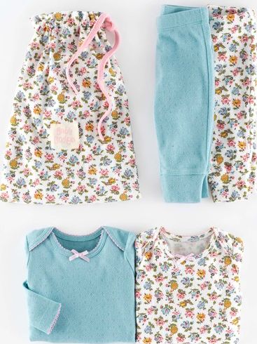 Mini Boden, 1669[^]35016559 Cosy Pointelle Pack Ecru Sprig/Powder Blue Mini