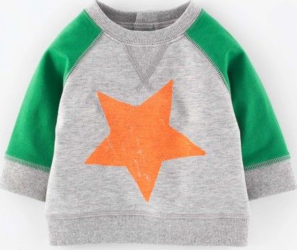 Mini Boden, 1669[^]34956755 Cosy Printed Sweatshirt Broccoli/Grey