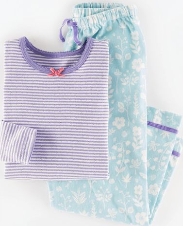 Mini Boden, 1669[^]34902718 Cosy Pyjama Set Powder Blue Flower Press Mini